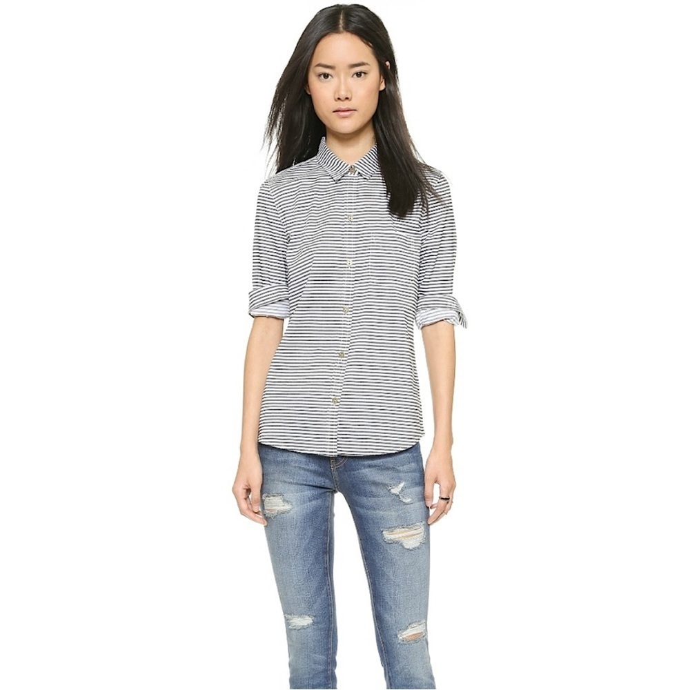 Current Elliot White and Black Button Down Shirt Size‎ L